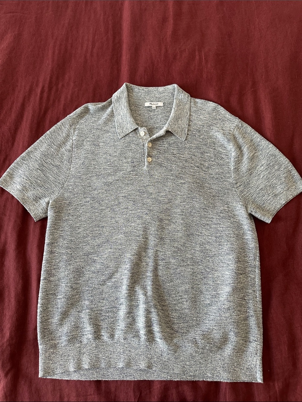 Madewell Heathered Green Short-Sleeve Polo Sweater